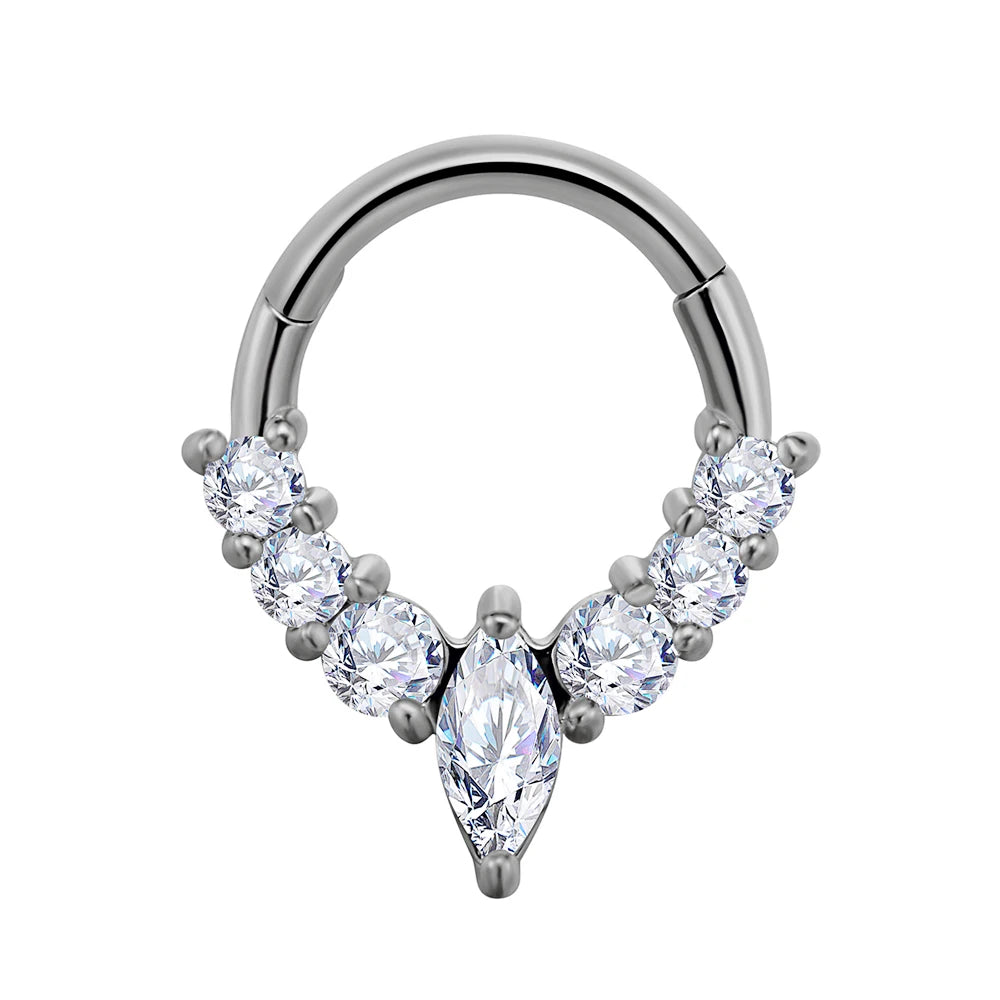 Water Drop Septum Piercing Nose Ring Clicker Cubic Zirconia Cartilage Dailly Earrings.