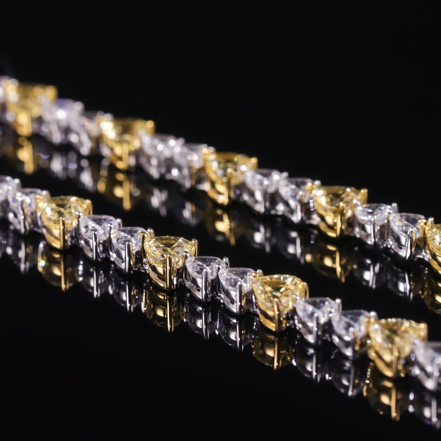 GEM'S BALLET Art Deco Diamond-fire CZ-  Fancy Light Yellow Tennis Bracelet Sterling Silver 925 Fancy Party Wear Bracelet Gift