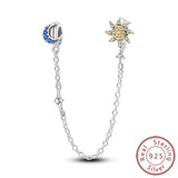 Safety Chain Fit Original 925 Sterling Silver Beads Moon Star Butterfly Heart shaped Jewellery Gift.