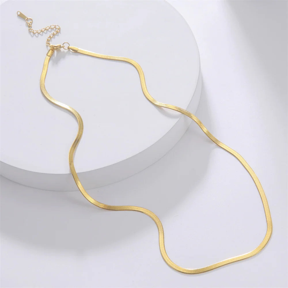 pretty Stainless Steel Necklace Gold Color Neck Jewelry