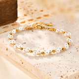 Pearl Bracelet,18k Gold Plated Delicate Waterproof Chain Adjustable, Statement Jewellery Gifts.