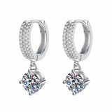 Luxury Solid White Gold Platinum Earrings moissanite earrings classic four claw D color 1 carat earrings.