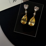Drop Earrings with Bright Yellow Crystal Accessories Exquisite Jewellery Gift.