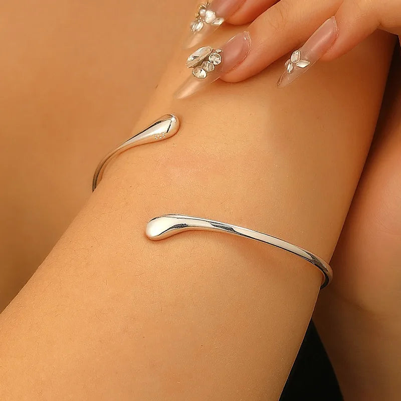 Stainless Steel Geometric Water Drop Shape Bangles Vintage  Upper Arm Bracelet Adjustable.