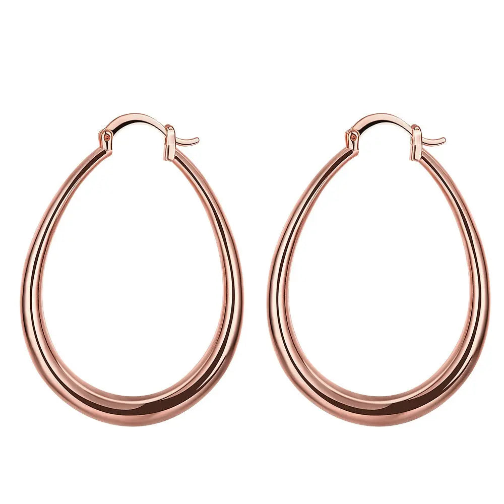 Silver 18K  oval earrings for women Fashion