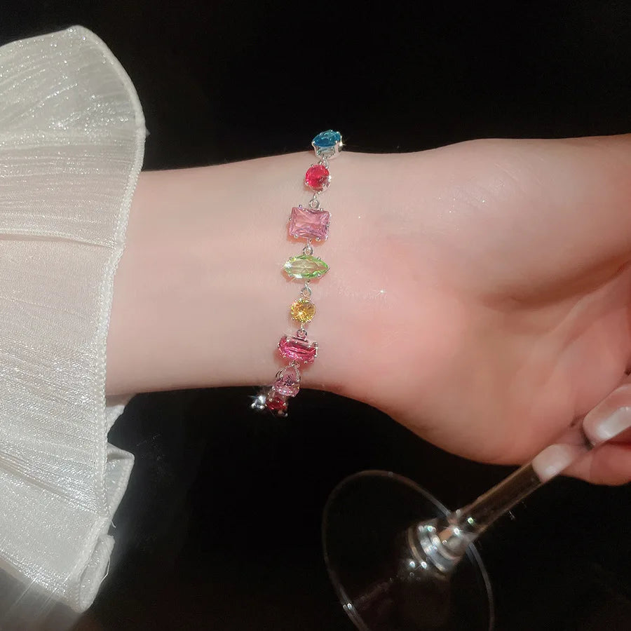 18K Gold Plated New Luxury Colorful Crystal Zircon Necklace Fashion Jewellery.