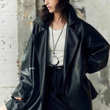 Retro Circle Black Rope Pendant Chain Long Necklace Classic Minimalist Jewellery.