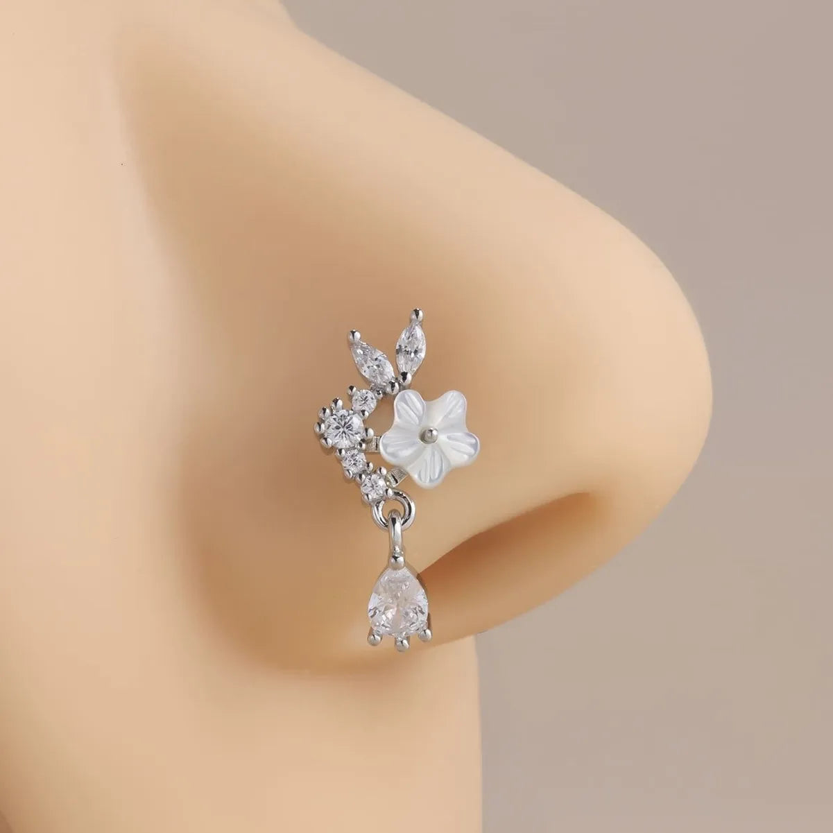 Dangle Nose Ring Piercing Stainless Steel Nose Bend Ring Butterfly Pendents Dangling Nose Piercing Jewelry
