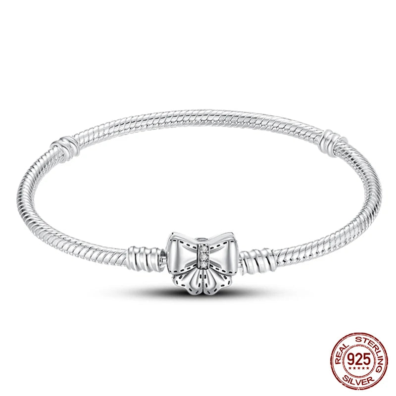 Bracelet Silver 925 Original Star Moon Sun Four Leaf Clover Green Zircon Bracelets Jewellery.