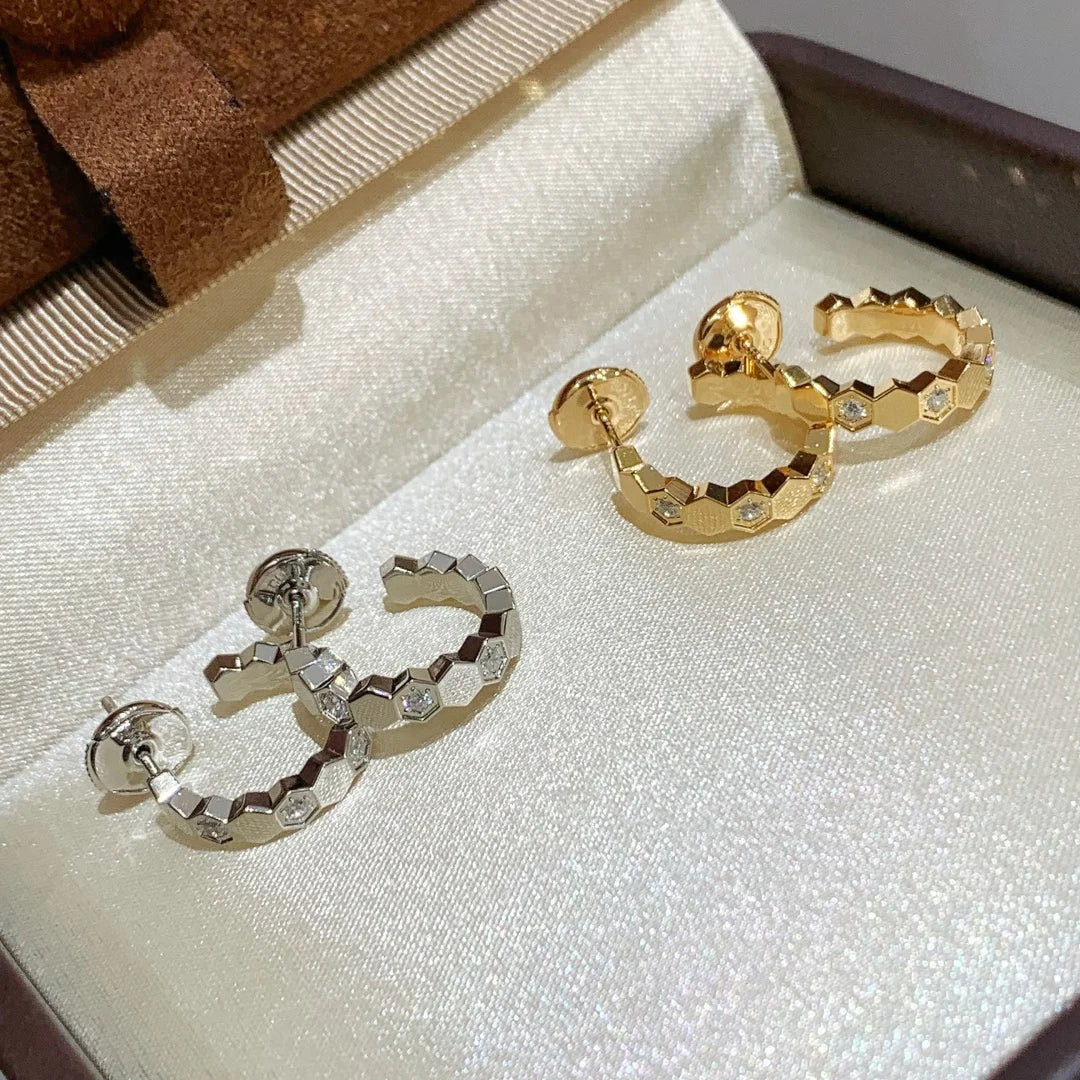 sterling silver diamond inlaid craft honeycomb shaped.