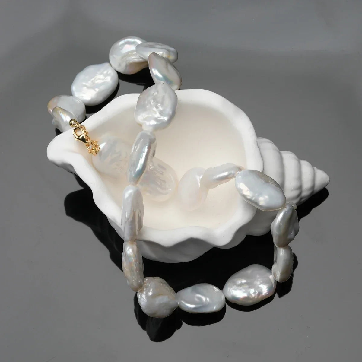 100% Natural Freshwater Bright White Irregular Square Pearl Necklace S925 Pure Silver.