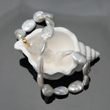 100% Natural Freshwater Bright White Irregular Square Pearl Necklace S925 Pure Silver.