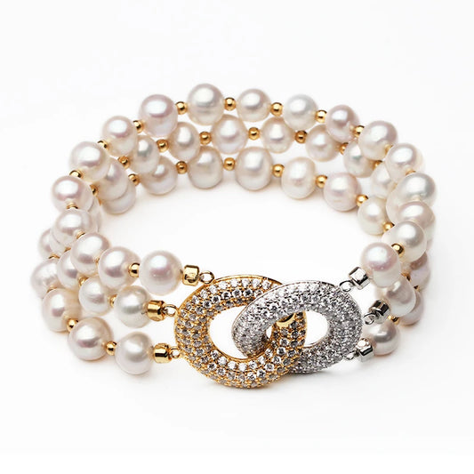 Wedding Freshwater Pearl Bracelet, Real Natural Pearl Bracelets.