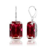 925 Sterling Sliver Earrings Vintage Ruby Gemstone  Lever Back Drop Earring Handmade Jewellery Designers.
