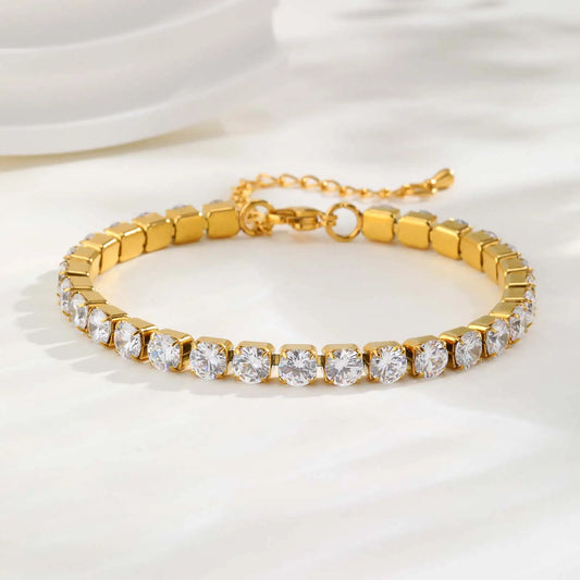 Luxury Zircon Tennis Chain Bracelet, Stainless Steel Bracelet Zircon Chain Bracelets.