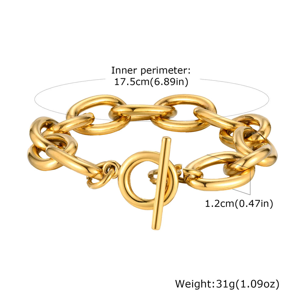 Chunky Bold Bracelets, Stainless Steel, Bracelet Gold Plated Tarnish Free.