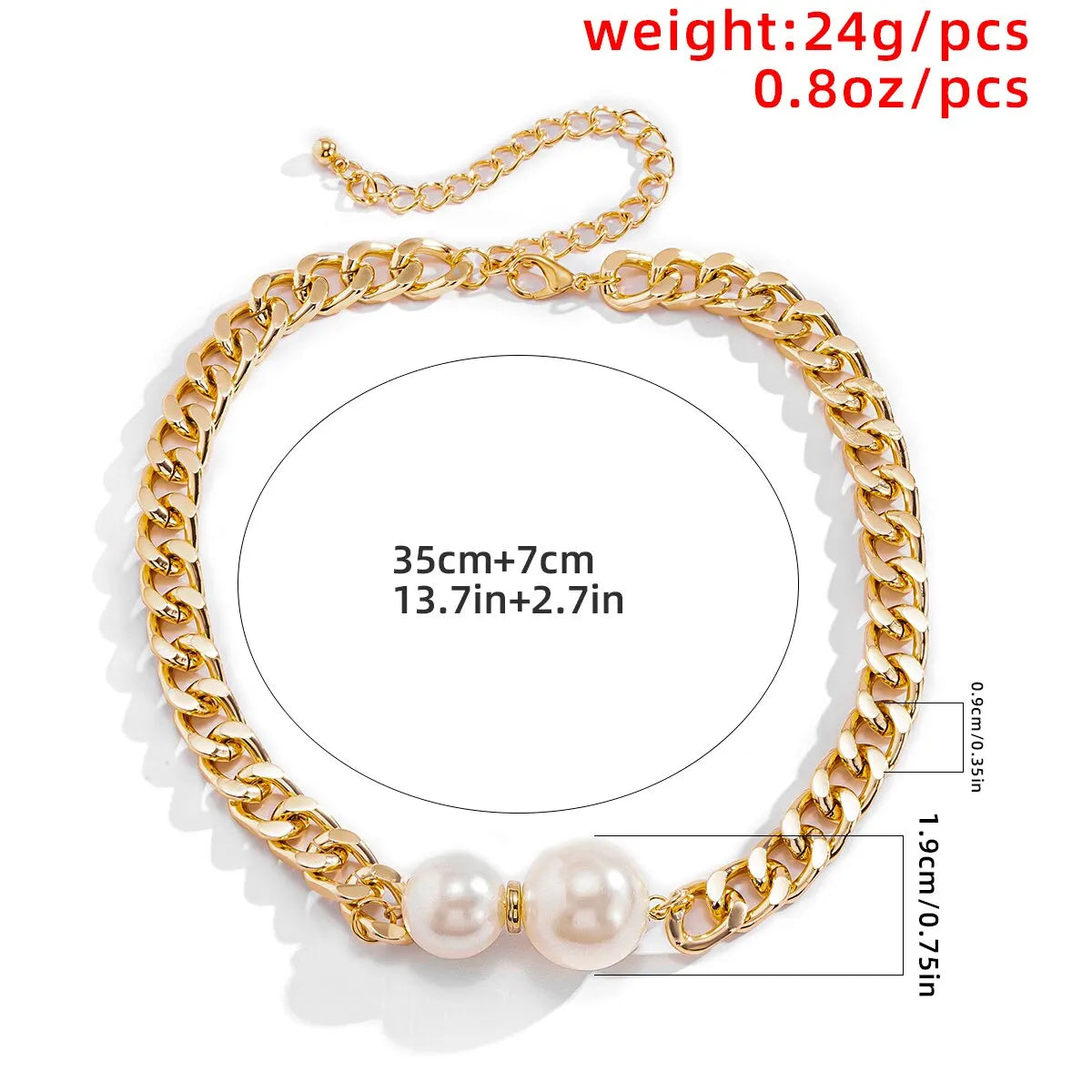 Vintage Punk Cuban Necklaces Women Gothic Imitation-Pearl Pendant Necklace