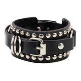 Black White Leather Wristband Bracelet Cuff Bracelets,  Rivet Stud Bangle Jewellery.