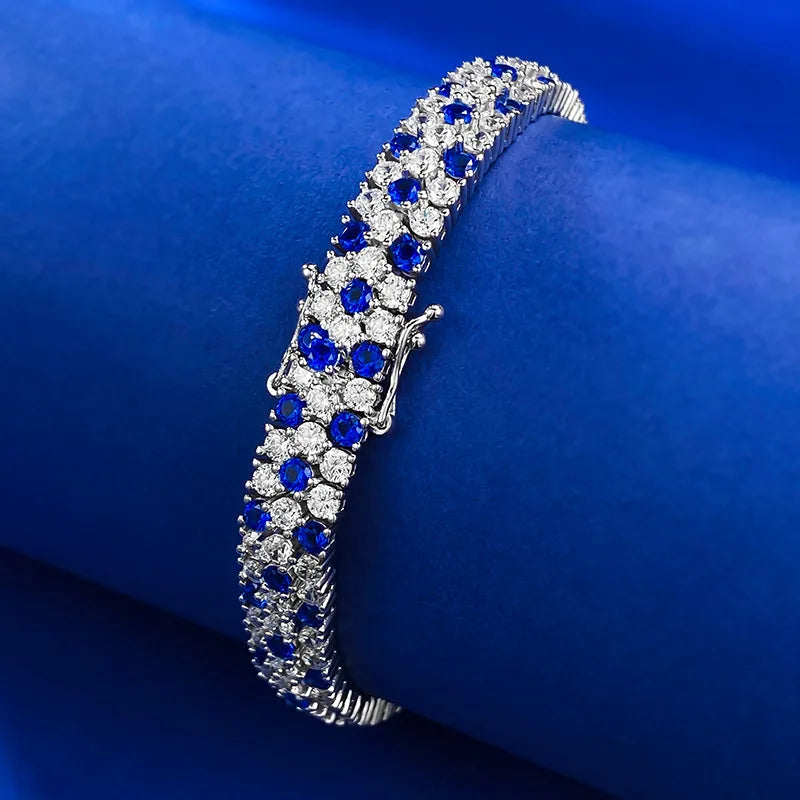 Charm Sapphire Moissanite Bangle Bracelet 100% Real 925 Sterling silver.