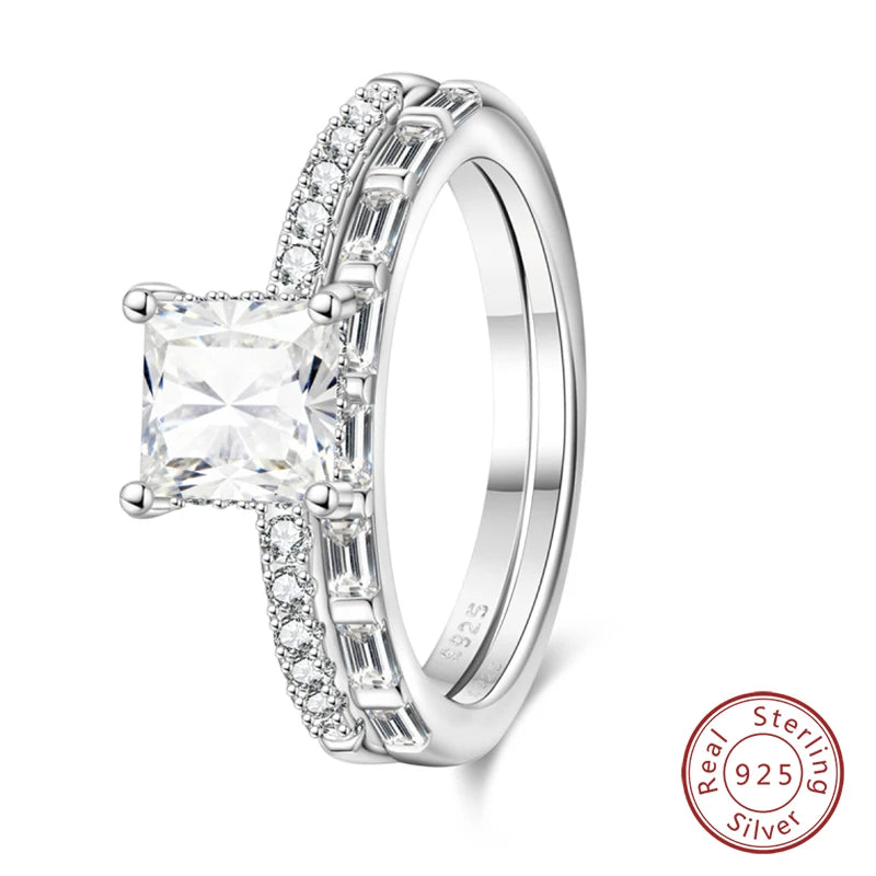 Original 925 Sterling Silver Minimalist Ring Sparkling Cubic Zirconia Ring Jewelry.