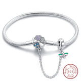 Bracelet Silver 925 Original Star Moon Sun Four Leaf Clover Green Zircon Bracelets Jewellery.