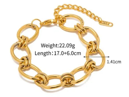 Chunky Bold Bracelets, Stainless Steel, Bracelet Gold Plated Tarnish Free.