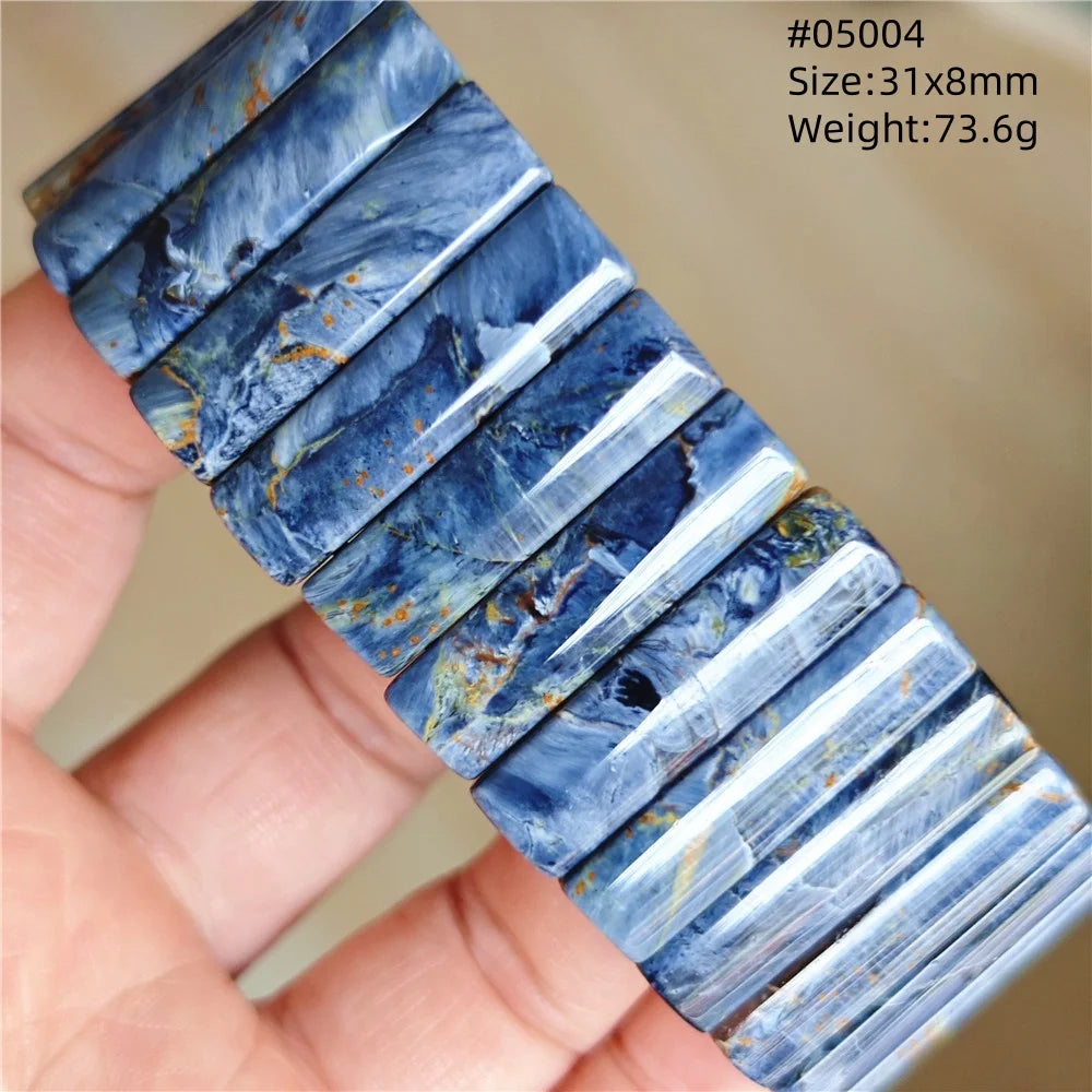 Natural Blue Pietersite Rectangle Beads Bracelet 17x10mm Stretch Gemstone Yellow Fire Pietersite From Namibia AAAAAA