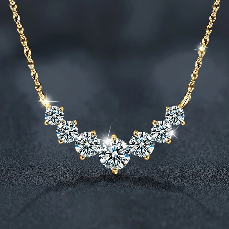 Moissanite Necklace D VVS1, D Color Sparkling Lab Diamond Luxury Necklaces 925 Sterling Silver with Certified.