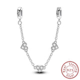 Safety Chain Fit Original 925 Sterling Silver Beads Moon Star Butterfly Heart shaped Jewellery Gift.