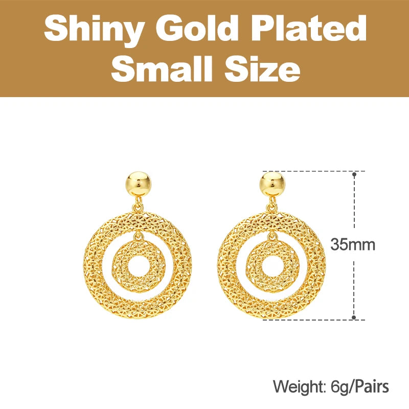 Bicyclic Ring Hollowed Out Drop Earrings For Women Brass Gold Color Earrings.