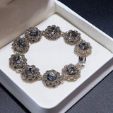 Shiny Fine Black Jewelry Necklace Earrings Bracelet Women's jewellery set.