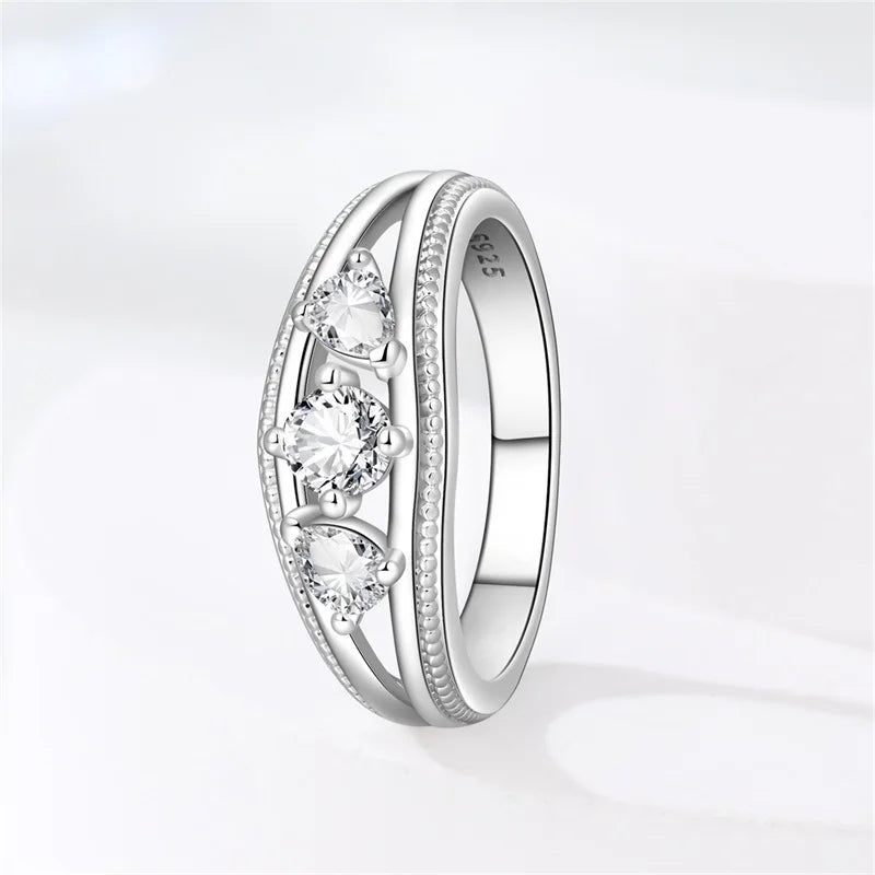 Original 925 Sterling Silver Minimalist Ring Sparkling Cubic Zirconia Ring Jewelry.