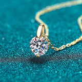 2CT 1CT D Color Real Moissanite Pendant Necklace S925 Silver Chain 14K Yellow Plated Necklaces Jewellery.
