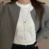 Personality Design Silver Color Stainless Steel Beaded Ball Pendant Necklace, Double Layer Jewellery.