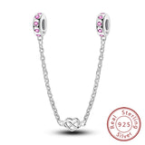 Safety Chain Fit Original 925 Sterling Silver Beads Moon Star Butterfly Heart shaped Jewellery Gift.