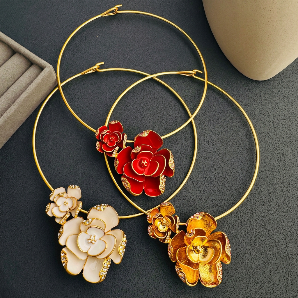 Arranged necklaces without text