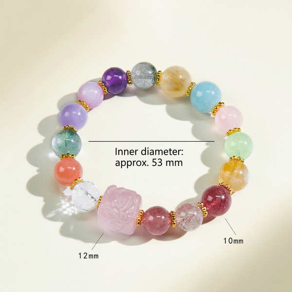 Natural Stone Crystal Bracelet, Rainbow Bracelet Beads.
