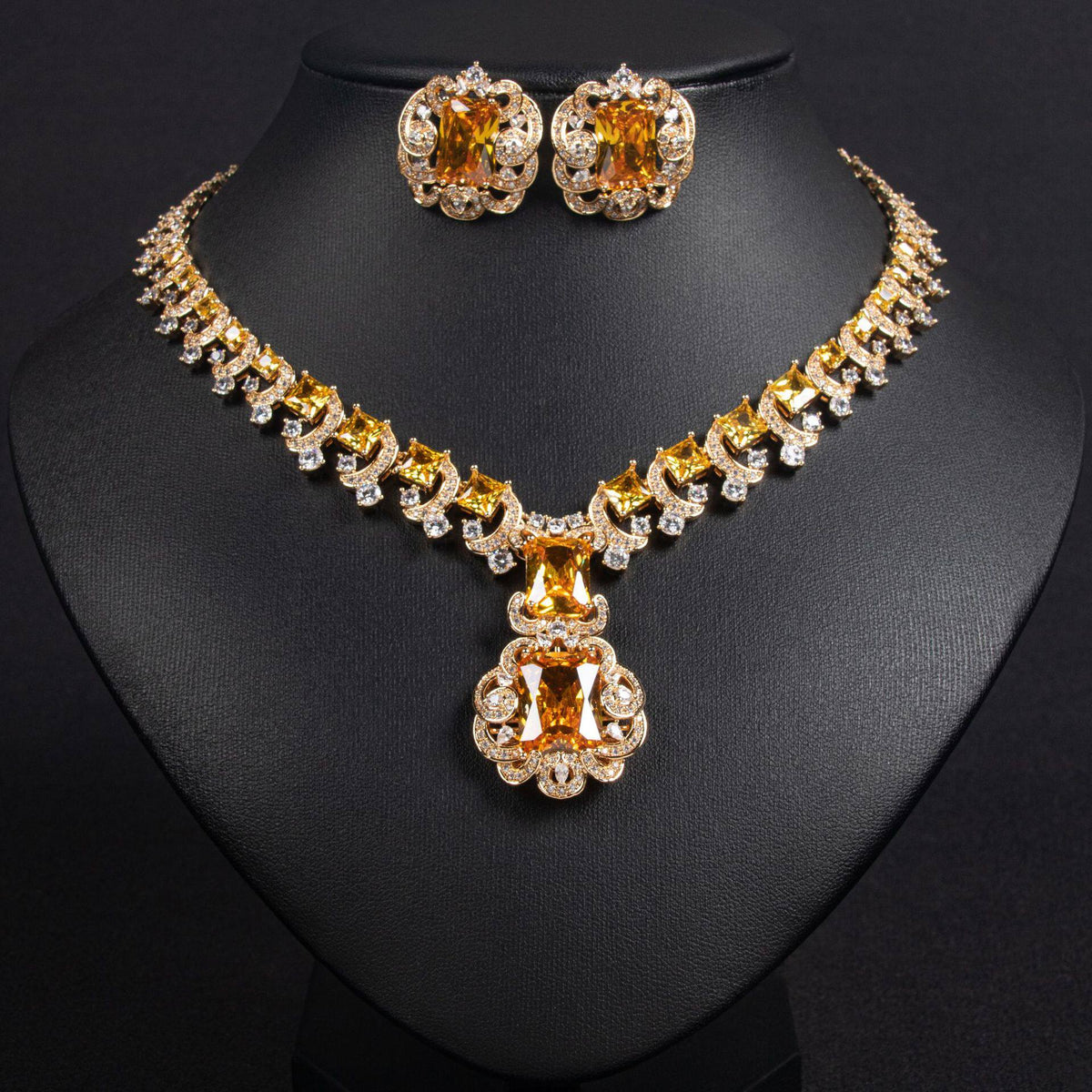 Vintage Zircon Necklace and Earring Set