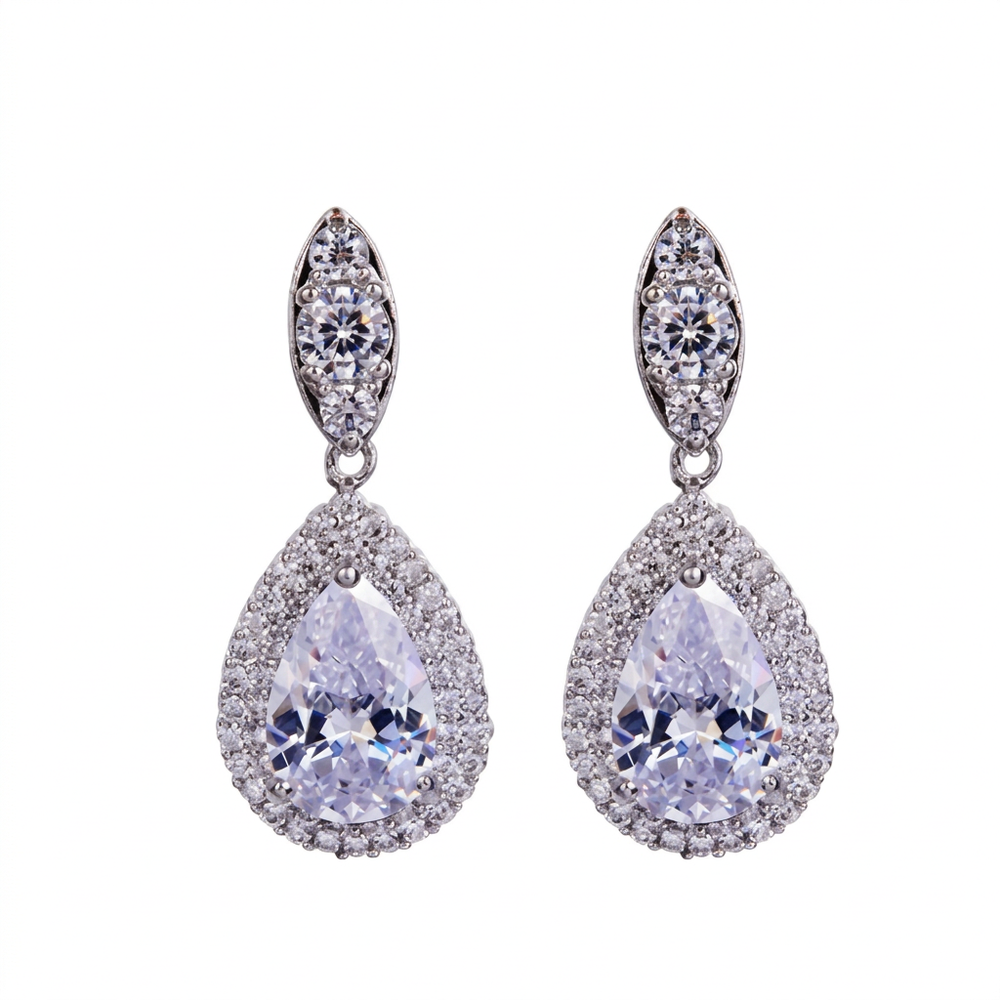 Clear-stone earrings, text removal retry