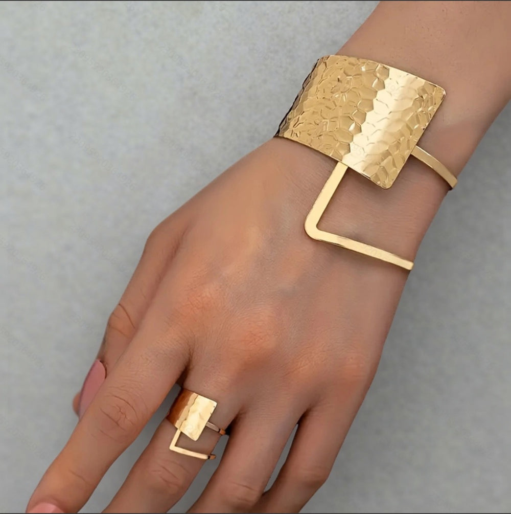 Adjustable Open Bracelet and Ring Jewellery Set.