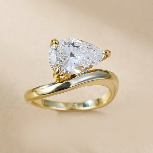 Gold solitaire ring, shadow removal