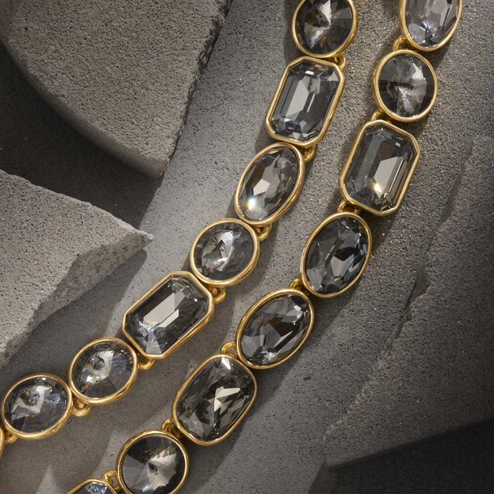 Grey gemstone necklace with text removed
