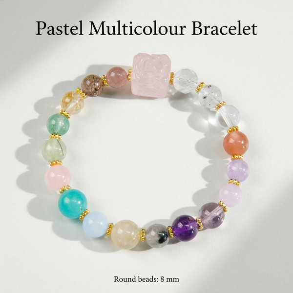 Natural Stone Crystal Bracelet, Rainbow Bracelet Beads. Alternate View