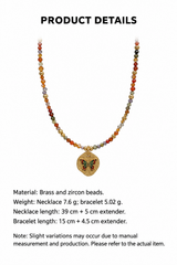 Fashionable and Simple Colorful  Butterfly Zircon Beaded Necklace Light Luxury High-End Clavicle Chain.