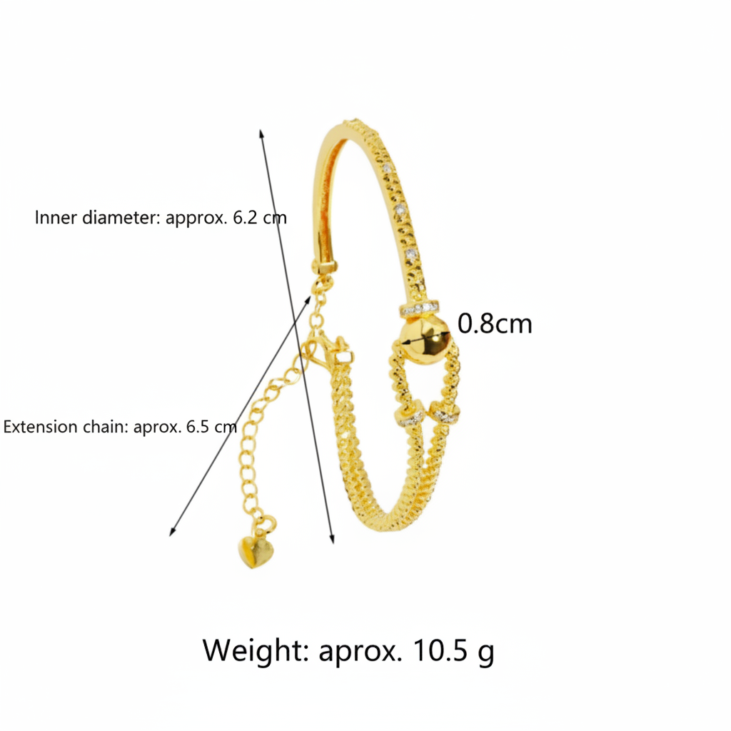 New 9999 gold bracelet light luxury simple diamond inlay line 24K real gold opening bracelet.